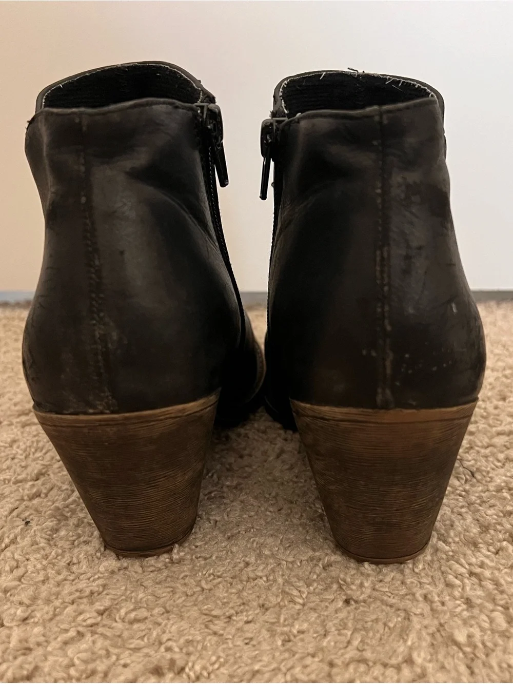 Daytrip Buckle Studded Black Ankle Boots Block Heel - Size 8